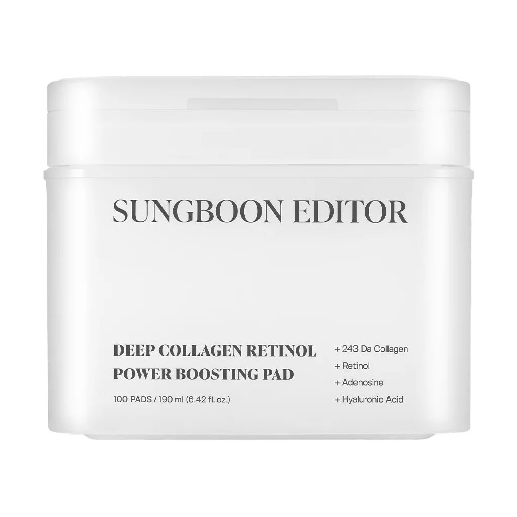 Пади для обличчя Sungboon Editor Deep Collagen Retinol Power Boosting Pad з колагеном та ретинолом, 190 мл, 100 шт